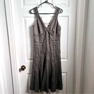 Gerard Darel 100% Linen Dress gray Women 40 Medium sleeveless midi v neck